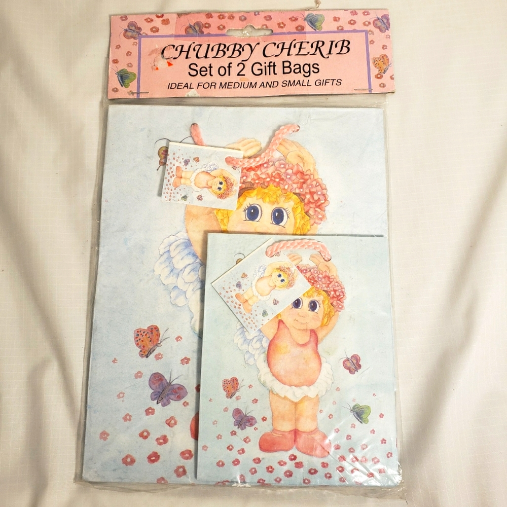 Vintage Chubby Cherib Ballerina Gift Bags Set Of 2 Medium And Small Gifts